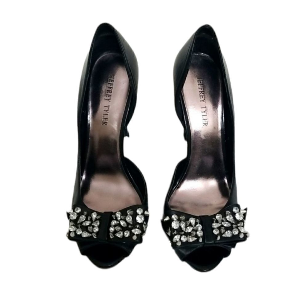 Jeffery Tyler Black Studded Bow Heels size 10